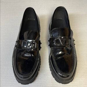 Valentino Rock Stud Patent Leather Loafers. Size 41